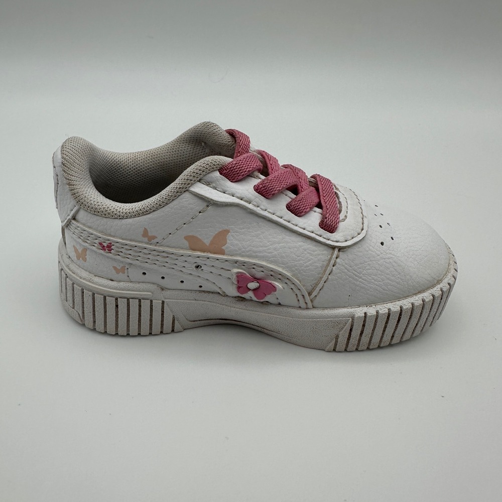 Puma Carina 2.0 Butterfly Sneakers Toddler Size 5C White Pink Platform Shoes - Picture 3 of 11